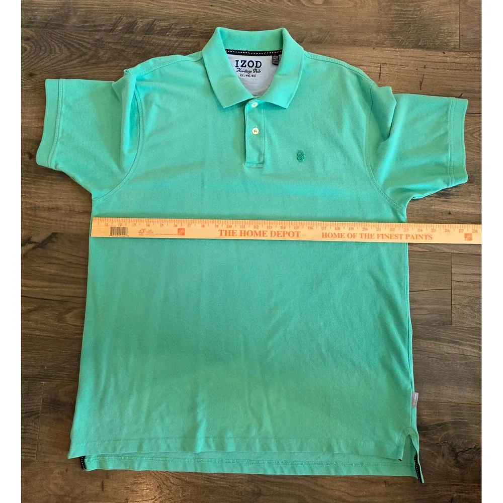 Men's sz XL Izod Heritage Polo‎ Mint Green Short Sleeve 100% Cotton Pique Shirt